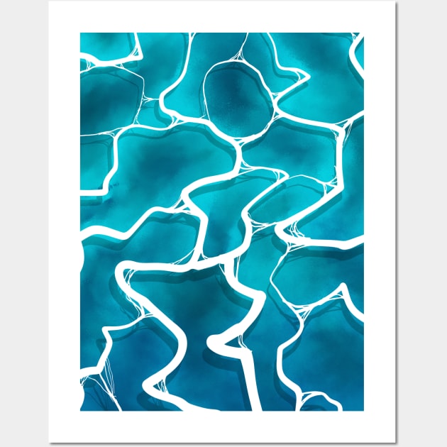 Digital Water Drawing Waves Wall Art by jodotodesign